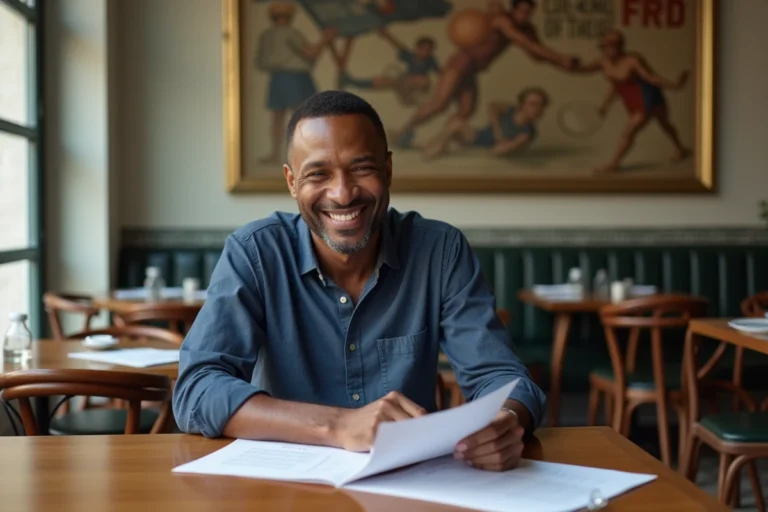 Leonard François, père d'origine haïtienne de la tenniswoman Naomi Osaka, assis dans un café parisien